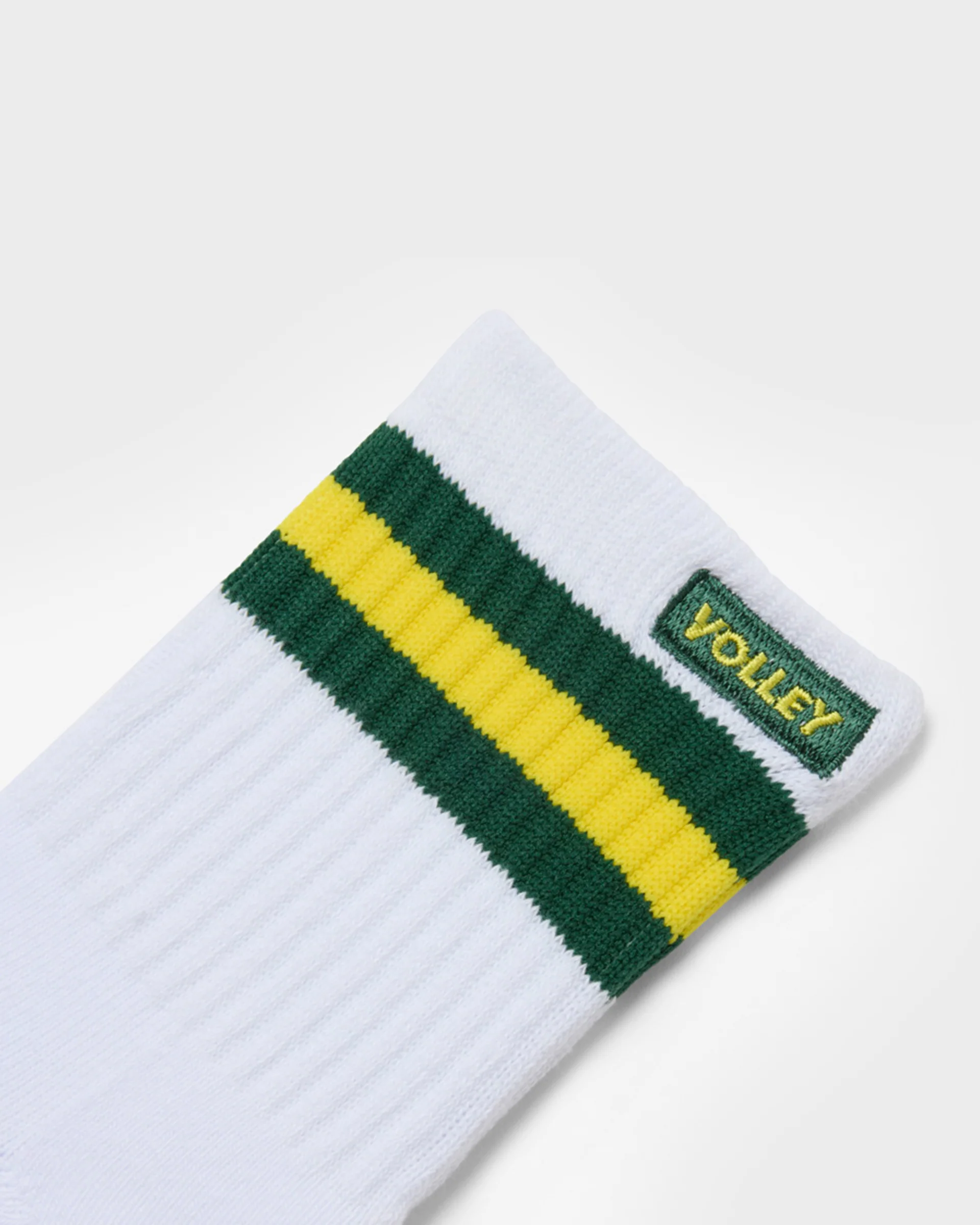 Junior Mid Socks White/Green/Gold - Image 3